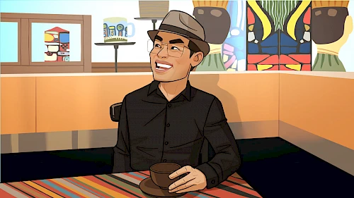 Schnellzeichner & Karikaturist Xi Ding Karikatur von Xi Ding im Interview