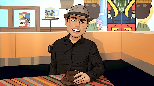 Schnellzeichner & Karikaturist Xi Ding Karikatur von Xi Ding im Interview