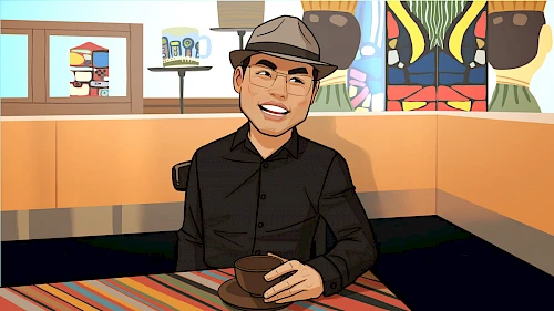 Schnellzeichner & Karikaturist Xi Ding Karikatur von Xi Ding im Interview